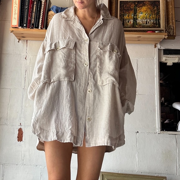 And Andrea cream linen button down - Picture 4 of 5